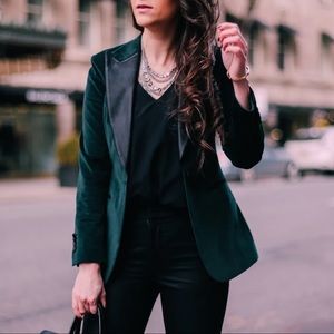 Suistudio velvet green blazer